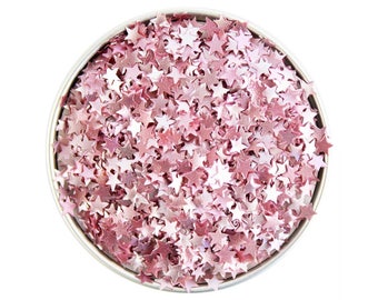 Light Pink Star Edible Glitter - metallic light pink star glitter sprinkles, edible pastel pink glitter stars, pink star sprinkles