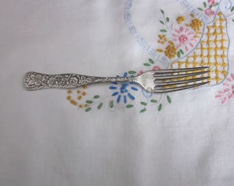 Vintage BS CO Childs Silver Plate Floral Fork