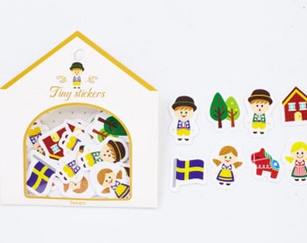 48pcs Kawaii Sweden Swedish sticker Pack