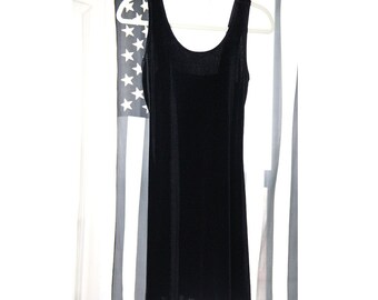 Stretchy Black 90s Velvet Mini Dress