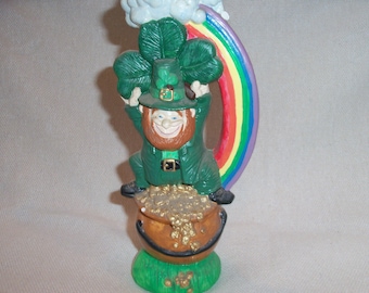 Vintage Ceramic Leprechaun St Patricks Day March Irish Figurine Statue