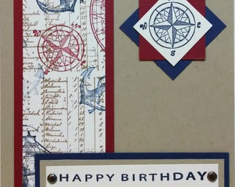 Masculine Birthday Card, Stampin Up Birthday Card, Handmade Card, Nautical Card, Card For Him, Greeting Card