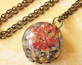 Resin Jewelry Real Flower Necklace Pressed Flower Necklace Botanical Jewelry Real Flower Jewelry Gift For Her