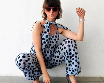 Bohemian Jumpsuit for Women, Blue Jumpsuit Gypsy Boho, Sleeveless Jumpsuit Women