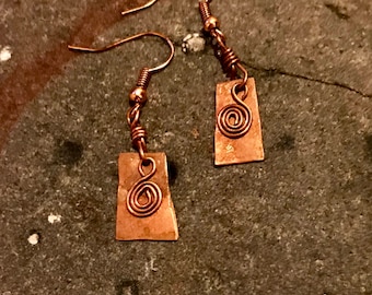 Copper Spiral Free Form Base Earrings