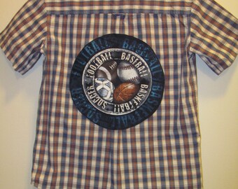 Upcycled Sports Dress Shirt, Boy's Cherokee, Size Large 10 / 12