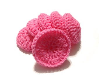 Pink Crocheted Nylon Netting Dish Scrubbies- Set Of Six