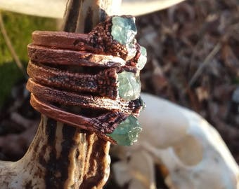 Handmade copper / raw gem / witch ring / post apocalyptic / crust punk / witchy / witchcraft / punk gift / occult / goth / ring / jewelry