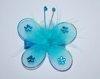 Turquoise Butterfly Sparkle No Slip Hair Clip - Buy 3 Items, Get 1 Free