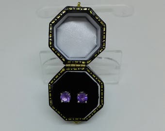 Pretty Claw Set Amethyst and Silver Stud Earrings 6th Wedding Anniversary or February Birthday Gemstone