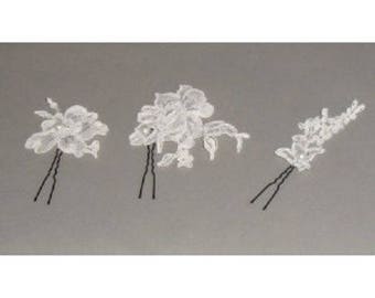 White flower bridal hair stick