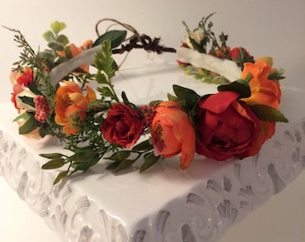 Fall Flower Crown, Flower Crown, Autumn Flower Crown, Flower Halo,