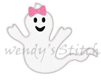 Halloween ghost girl machine embroidery digital applique