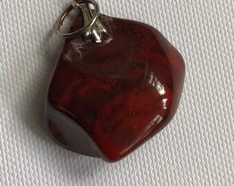Jasper ~Deep brown-red petite pendant.