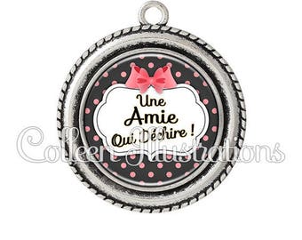 Pendant cabochon 25mm one friend who rocks - 10 series