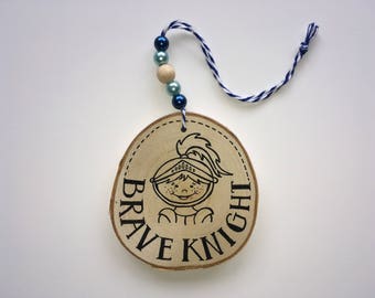 Wooden pendant • Brave Knight • Brave knight-pendant-wood-boy-birch wood-children's room-hand drawn-drawing-real Maddy