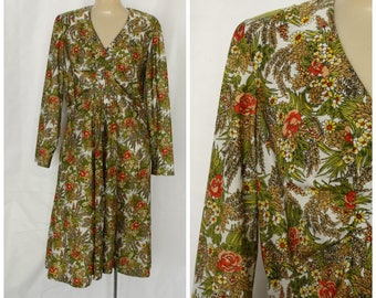 Floral Office Dress / 1970s Secretaries Dress / Vintage Day Dress / 70s Modest Day Dress / Vintage Office Dress / Vintage 70s Floral Dress M