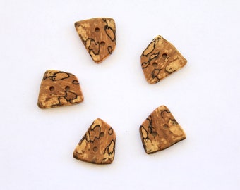 5 medium-small spalted maple buttons - .75" x 1.25"