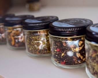 Tea Trio | ORGANIC Loose Leaf Tea Samplers | Beautiful Glass Jar Samplers | Tea Gift