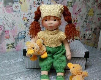 Marusya 16'' OOAK fiber art doll, Waldorf Inspired doll, Soft Sculptured Doll, Handmade Cloth Doll