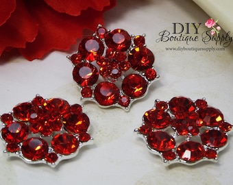 Large RED Rhinestone Buttons RED Crystal buttons Metal flatback Embellishment For Baby Headbands Hair Bow flowers centers 3 pcs 26mm 868031