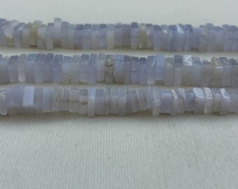4 strands of Blue Lace Agate square beads 4-6mm each 8"