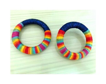 Rainbow Hoops, Chunky Hoop Earrings, African Earrings Colorful Earrings Rainbow Hoop Earrings, Colorful Rope Earrings, Rainbow Hoop Earrings