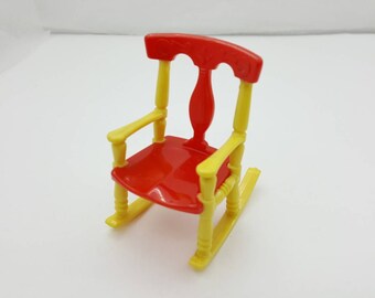 Renwal Rocking Chair Baby Nursery Doll House Toy Yellow and Red Rocker