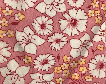 Large Half Yard Remnant- Darlene Zimmerman for Chanteclaire Pink and Yellow Floral Flowers
