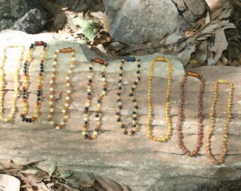 Baltic Amber Teething Necklace, Any Length Child or Adult, Amber Teething Necklace, Teething Necklace, Safety or Screw clasp, Raw Unpolished