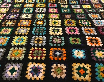 Multi-Color Granny Square Afghan