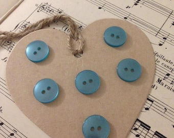 Set of 6 medium TURQUOISE buttons