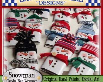 Snowman Candy Bar Wrapper, Laurie Furnell, printables, holiday candy wrappers, Christmas wrappers, Christmas printables, papercrafts, candy