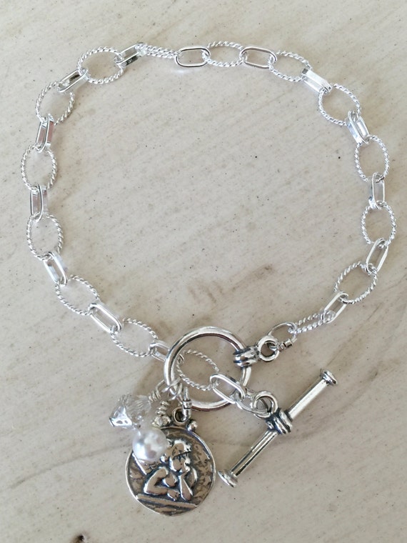 Raphael's Angels & Swarovski Crystal Charm Bracelet, Sterling Silver