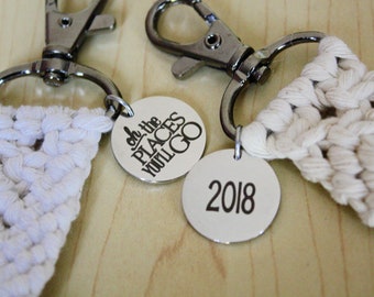 Macrame Keychain - "Oh the Places You'll Go"