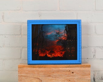 8x10" Picture Frame in 1x1 Decorative Bumpy Style with Vintage Cobalt Blue Finish - IN STOCK - Same Day Shipping - 8 x 10" Photo Frame Blue