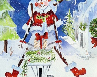 Large Christmas Cards-Bicycle for Two