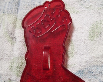 Vintage, STOCKING, Cookie Cutter, HRM, Red Plastic, Just like Moms, Cut Out, Sugar Cookie Cutter, Circa 1960s