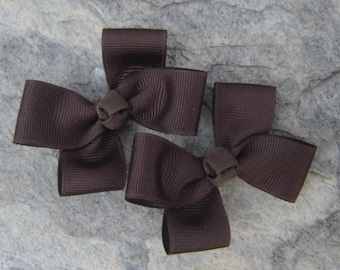 Brown Hair Bows,Pigtail Hair Bows,Alligator Clips,3 Inches Wide,Non Slip Hair Bows,Hair Clippies