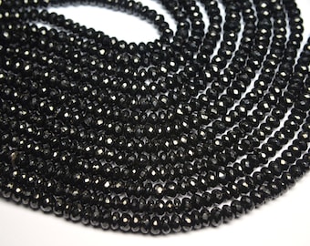 Sparkling 5 x 10 Inch 7-8mm Natural Black Spinel Faceted Rondelle Beads Strand-Black Spinel Beads-59 Beads Apx/Strand