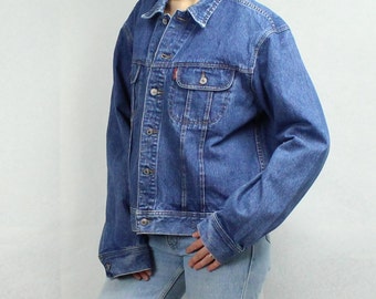 Chaqueta vaquera Vintage años 90 chaqueta de la mezclilla del dril de algodón azul chaqueta para hombre Denim Jacket talla XL de Grunge