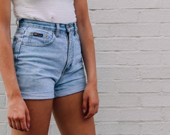 Vintage High Waisted Jean Shorts Cuffed Hem All Sizes