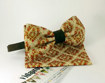 Batik Beige bow tie with scarf