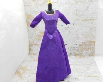 Barbie Deep Purple Gown Square Neckline fashions Outfit 11 inch doll