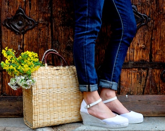 wedge sandals - white - wedges, espadrilles, wedge espadrilles, ankle strap sandal, wedge espadrilles, ankle strap wedge espadrilles