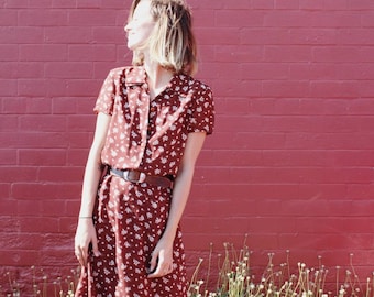 Vintage floral collared maxi dress