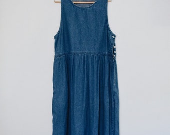 Vintage Denim Pinafore / Overall Denim Dress