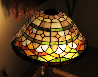 Vintage Stained Glass Lamp Shade-Decorative Accessory Handmade Stained Glass Lamp Shade -Vintage Stained Glass Ceiling Fan or Light Shade