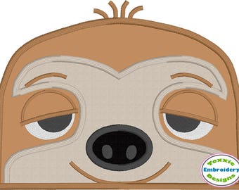 Sloth Peeker Applique Design