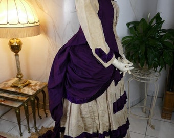1880s Bustle Day Dress, antique dress, antique gown, Victorian dress